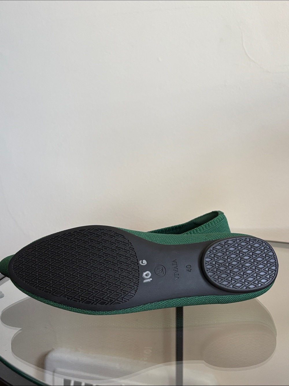 Women's Green Knit Ballet Flats - Picture 4 of 10